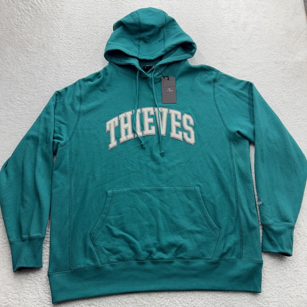 100 Thieves Collegiate Hoodie Teal Green Chenille Logo Mens 2XL NWT